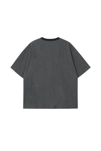 HDEX Baju Korea Olahraga Division Dirty Washed Short Sleeve Charcoal Pria Fitness