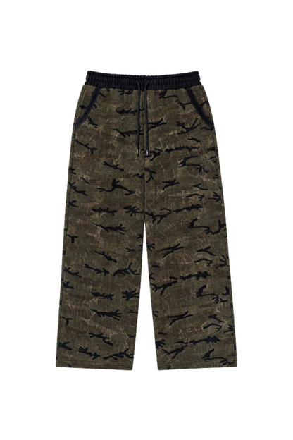 HDEX Celana Korea Olahraga Division Camo Sweatpants Khaki Pria Fitness
