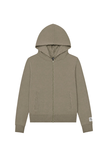 HDEX Jaket Korea Olahraga Move Cotton Slim Hoodie Zip-Up W Sand Beige Wanita Fitness