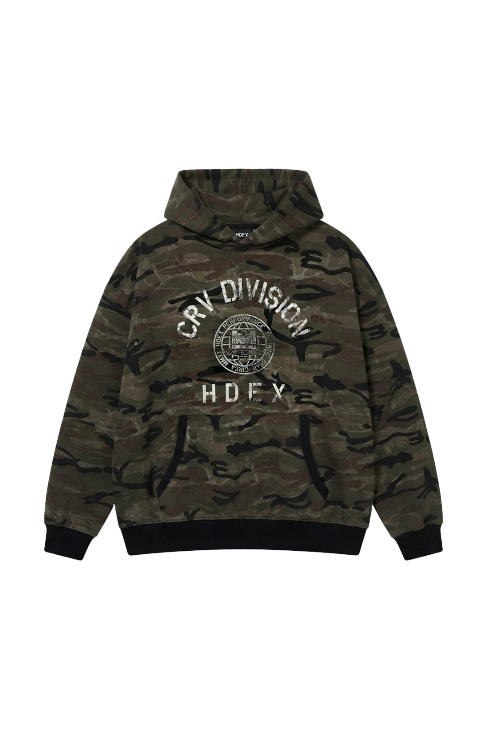 HDEX Jaket Hoodie Korea Olahraga Division Camo Giant Fit Hoodie Khaki Pria Fitness