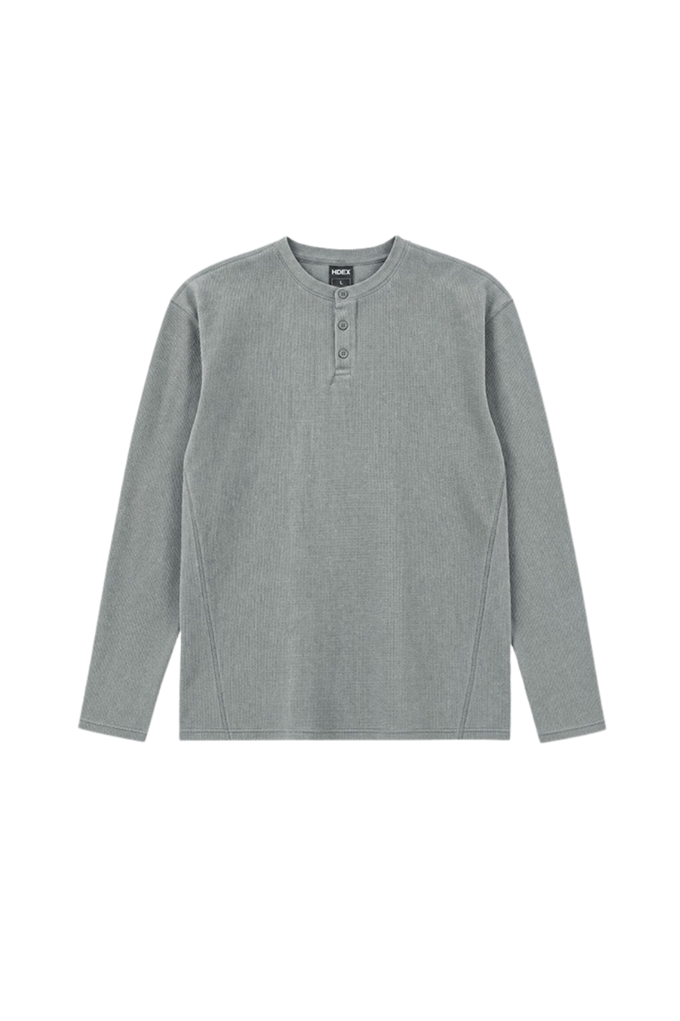 HDEX Baju Korea Olahraga Old Legacy Waffle Henley Neck Long Sleeve Gray Pria Fitness