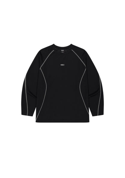 HDEX Baju Korea Olahraga Active Mesh Stitch Long Sleeve Black Pria Fitness
