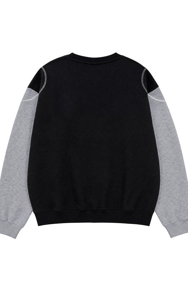 HDEX Baju Korea Olahraga Heroic Shoulder Combi Sweatshirt Black Pria Wanita Fitness