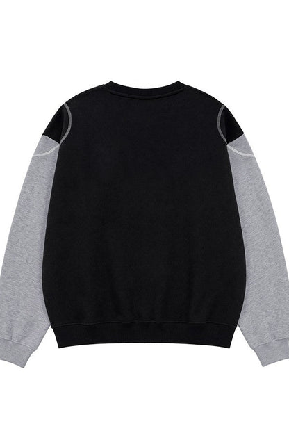 HDEX Baju Korea Olahraga Heroic Shoulder Combi Sweatshirt Black Pria Wanita Fitness