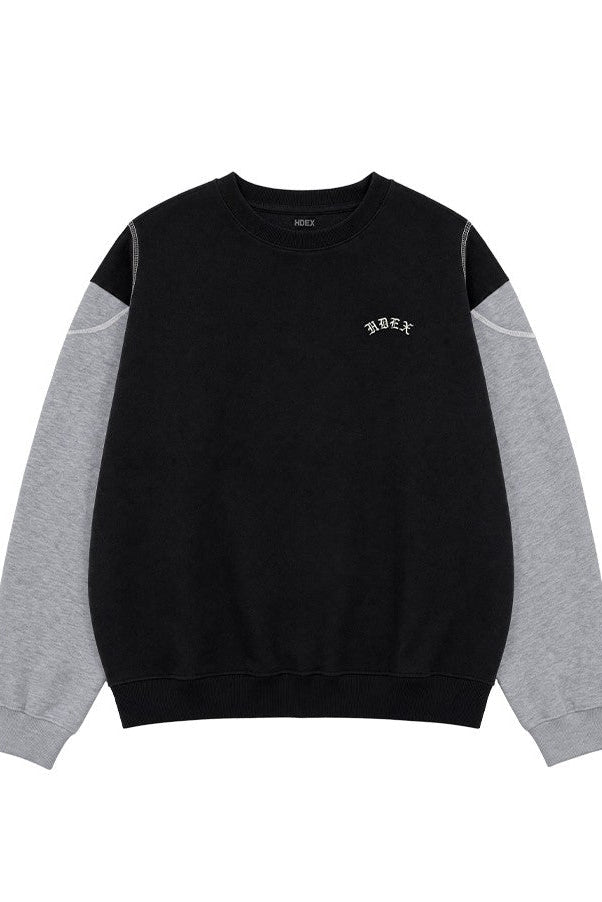 HDEX Baju Korea Olahraga Heroic Shoulder Combi Sweatshirt Black Pria Wanita Fitness