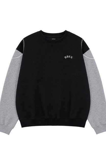HDEX Baju Korea Olahraga Heroic Shoulder Combi Sweatshirt Black Pria Wanita Fitness