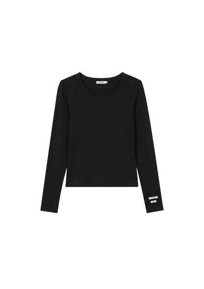 HDEX Baju Korea Olahraga Essential Modal 2 Label Long Sleeve Black Wanita Fitness