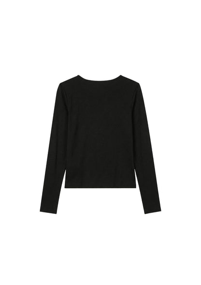 HDEX Baju Korea Olahraga Essential Modal 2 Label Long Sleeve Black Wanita Fitness