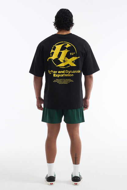 HDEX Baju Korea Olahraga HX Back Logo Short Sleeve Black Pria Fitness