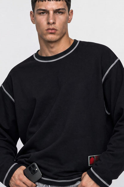 HDEX Baju Korea Olahraga Core Giant Fit Jersey Long Sleeve Black Pria Fitness