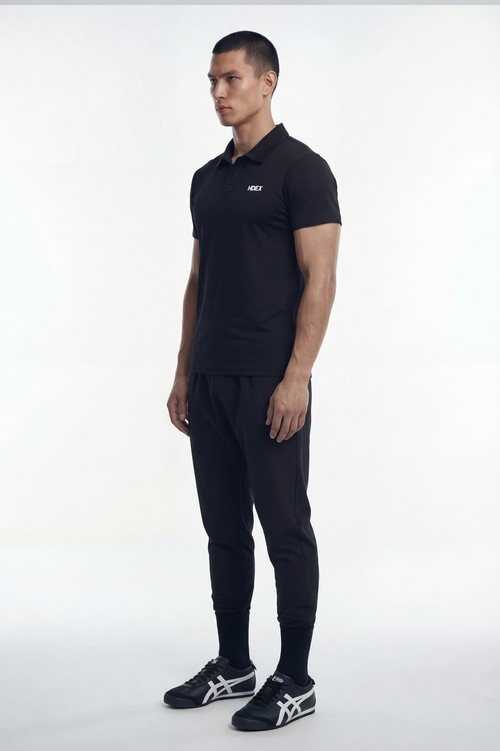 HDEX Baju Korea Olahraga EZ Muscle Fit Pique Short Sleeve Black Pria Fitness