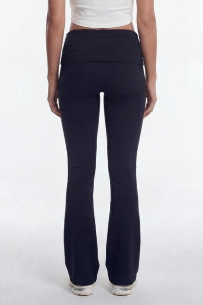 HDEX Celana Korea Olahraga Folded Semi Bootcut Leggings Black Wanita Fitness