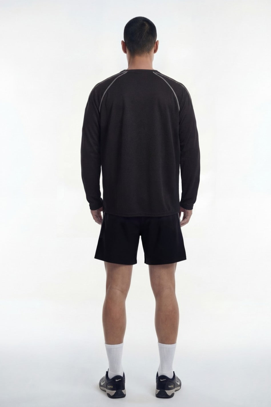 HDEX Baju Korea Olahraga Active Mesh Stitch Long Sleeve Black Pria Fitness