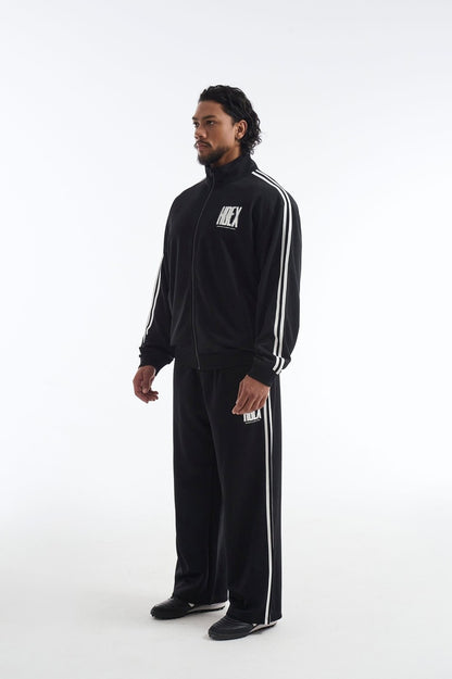 HDEX Baju Korea Olahraga Crack Printed Track Jacket Black Pria Fitness