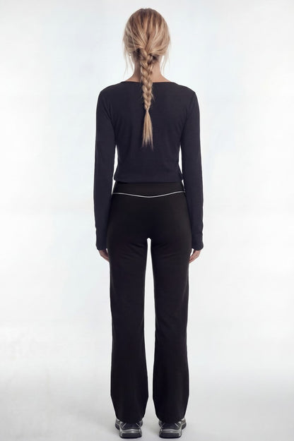 HDEX Baju Korea Olahraga Essential Modal 2 Label Long Sleeve Black Wanita Fitness