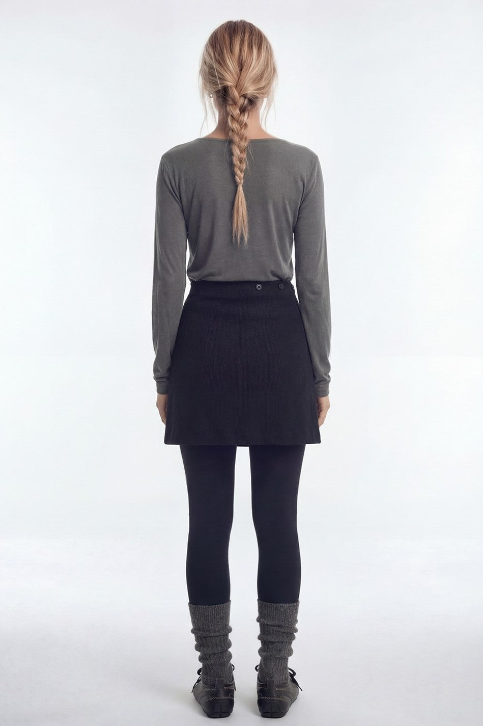 HDEX Rok Korea Olahraga Essential Drape Wrap Skirt Black Wanita Fitness