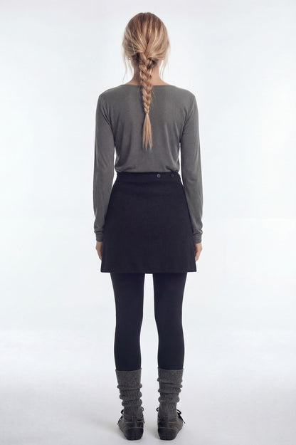 HDEX Rok Korea Olahraga Essential Drape Wrap Skirt Black Wanita Fitness