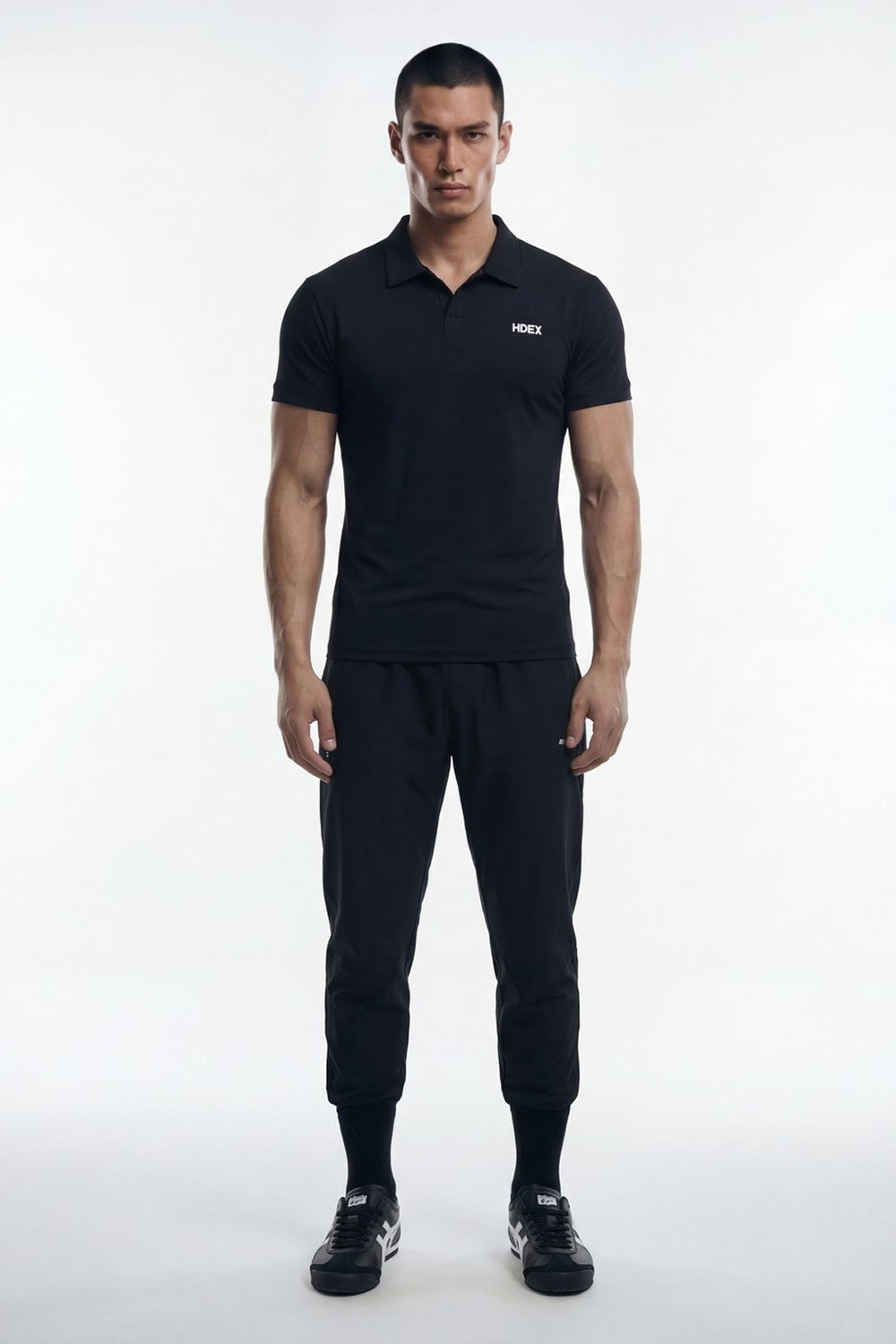 HDEX Baju Korea Olahraga EZ Muscle Fit Pique Short Sleeve Black Pria Fitness