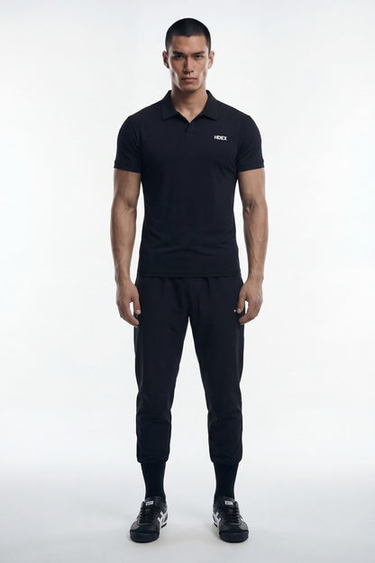 HDEX Baju Korea Olahraga EZ Muscle Fit Pique Short Sleeve Black Pria Fitness