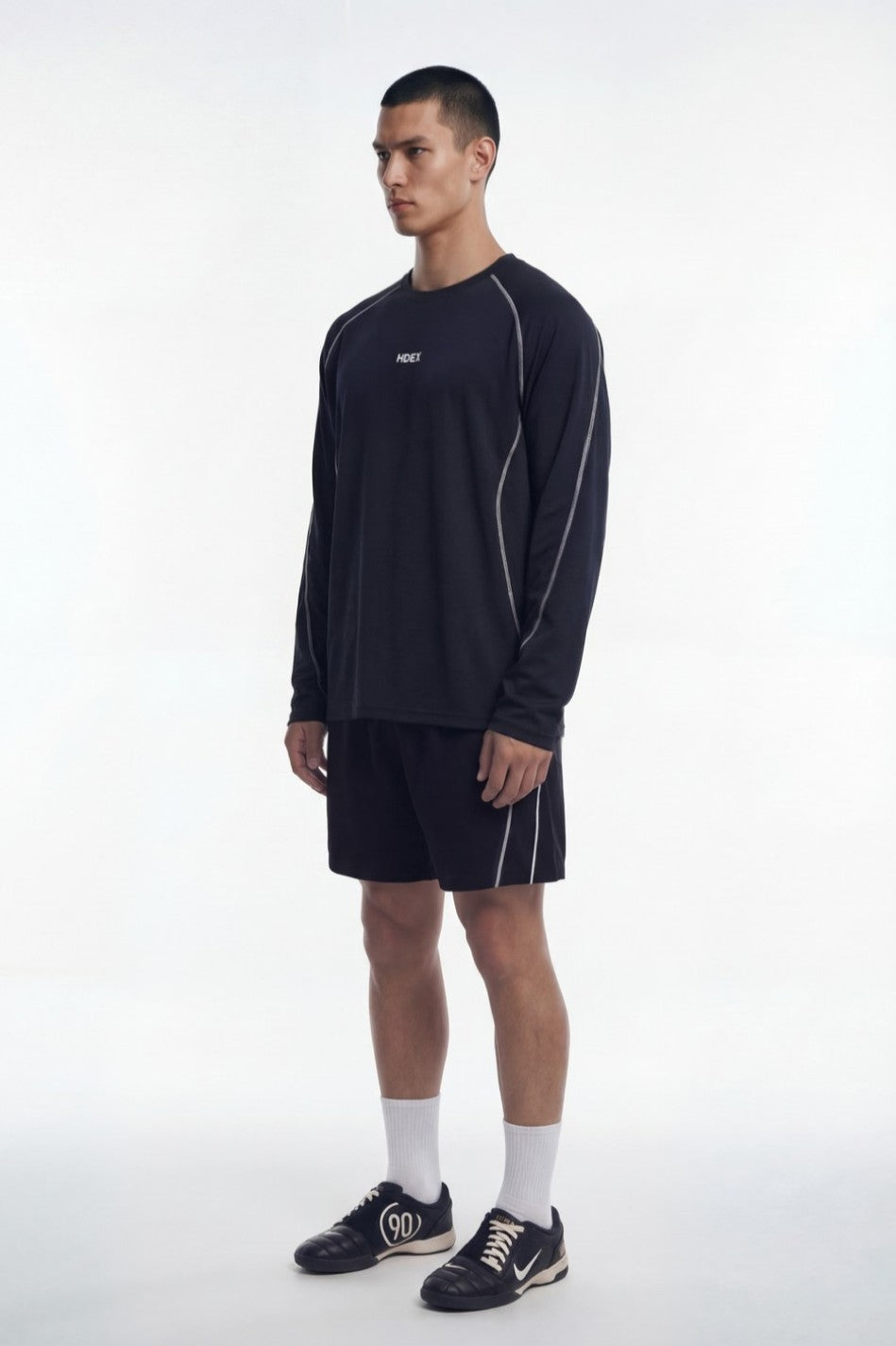 HDEX Baju Korea Olahraga Active Mesh Stitch Long Sleeve Black Pria Fitness