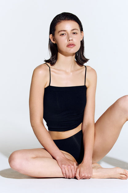 HDEX Pakaian Dalam Korea Cotton Modal Light Crop Bra Top Black Wanita