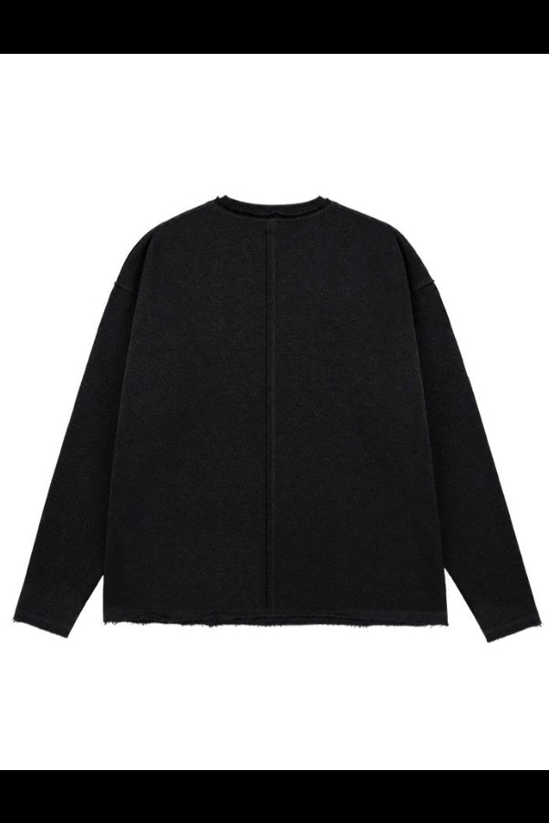 HDEX Baju Korea Olahraga Core Giant Fit Cut-Off Sweatshirt Black Pria Fitness