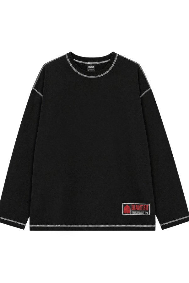 HDEX Baju Korea Olahraga Core Giant Fit Jersey Long Sleeve Black Pria Fitness