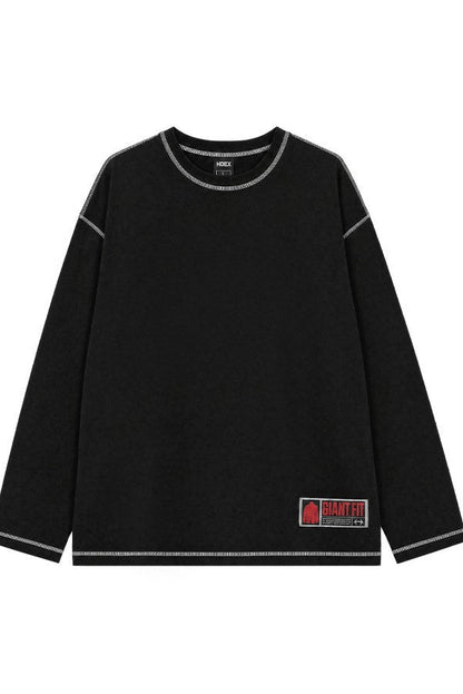 HDEX Baju Korea Olahraga Core Giant Fit Jersey Long Sleeve Black Pria Fitness