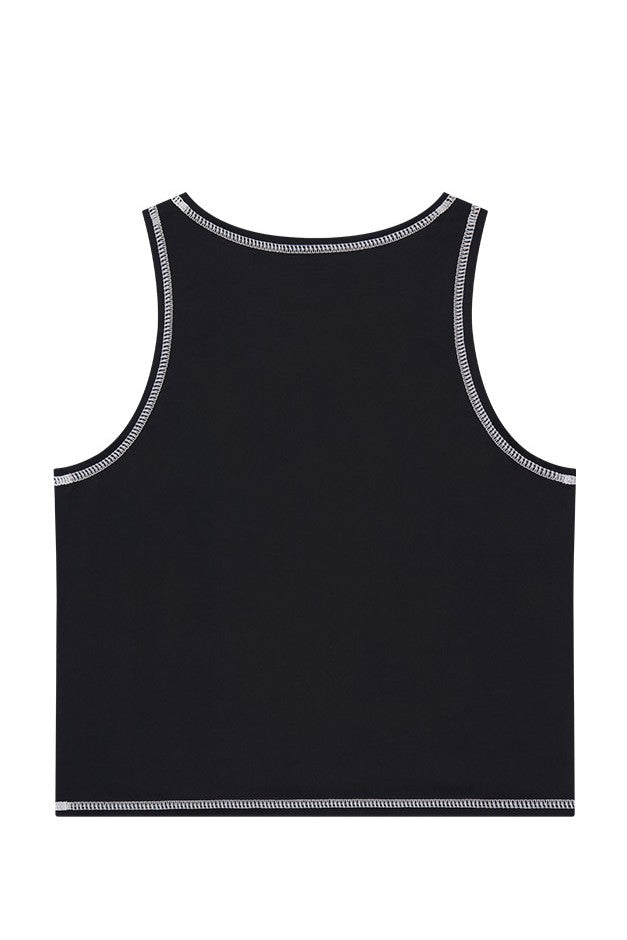 HDEX Baju Korea Olahraga Pro Stitch Crop Tank Top Black Wanita Fitness