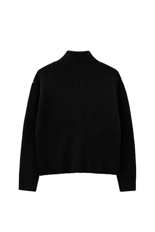 HDEX Baju Korea Olahraga Natural Body Fit Short-Cut Knit Zip-Up Black Pria Fitness