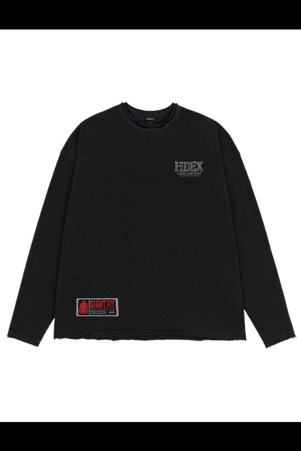 HDEX Baju Korea Olahraga Core Giant Fit Cut-Off Sweatshirt Black Pria Fitness