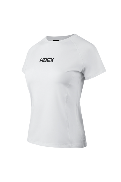 HDEX Baju Korea Olahraga Womens Main Logo Bracing Short Sleeve White Wanita Fitness