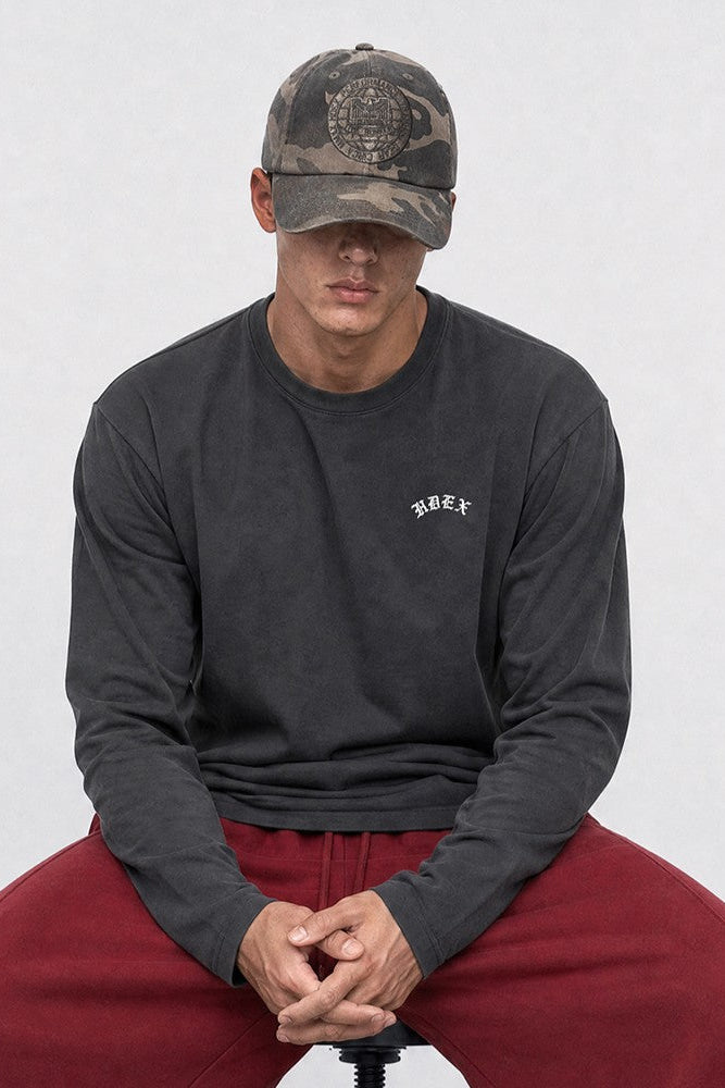 HDEX Baju Korea Olahraga Natural Body Fit Long Sleeve Charcoal Pria Fitness