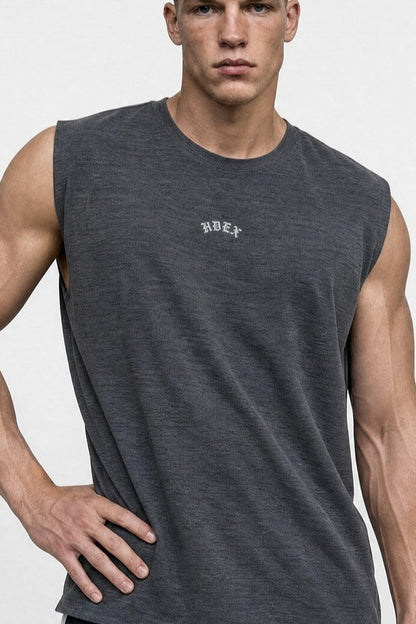 HDEX Baju Korea Olahraga Old Legacy Sorona Mesh Sleeveless Charcoal Pria Fitness