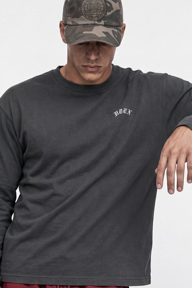 HDEX Baju Korea Olahraga Natural Body Fit Long Sleeve Charcoal Pria Fitness