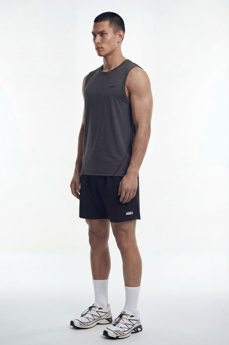 HDEX Baju Korea Olahraga Active Matches Regular Fit Sleeveless Charcoal Pria Fitness