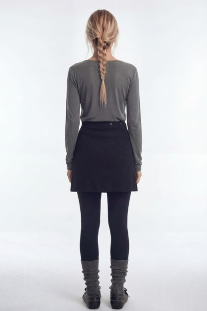 HDEX Baju Korea Olahraga Essential Modal 2 Label Long Sleeve Charcoal Wanita Fitness