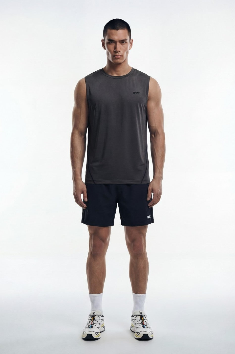 HDEX Baju Korea Olahraga Active Matches Regular Fit Sleeveless Charcoal Pria Fitness