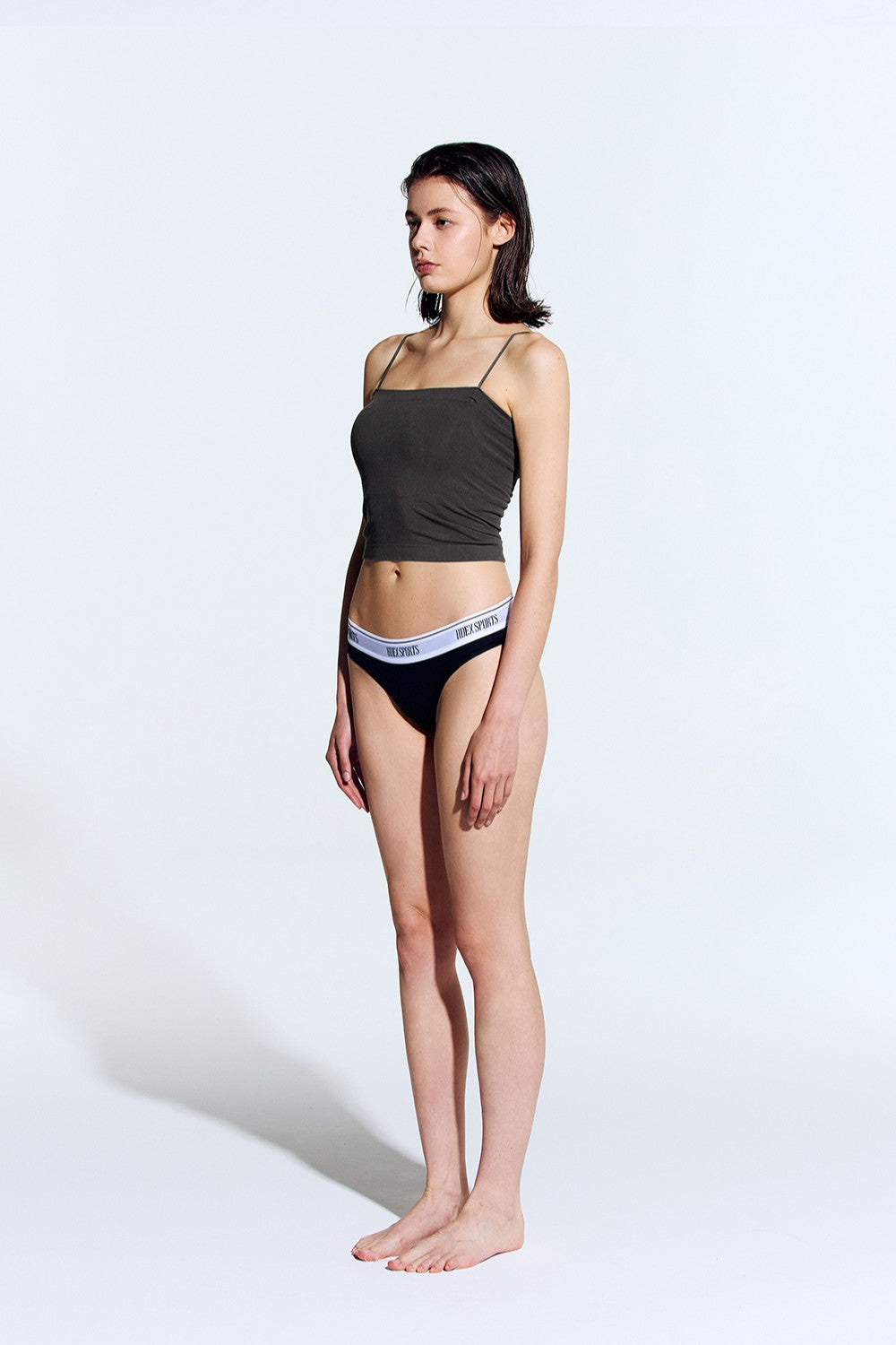 HDEX Pakaian Dalam Korea Cotton Modal Light Crop Bra Top Charcoal Wanita
