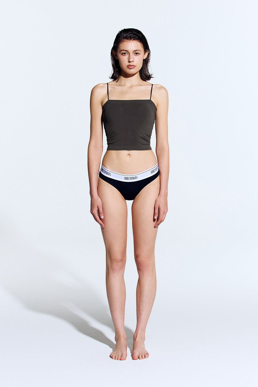 HDEX Pakaian Dalam Korea Cotton Modal Light Crop Bra Top Charcoal Wanita