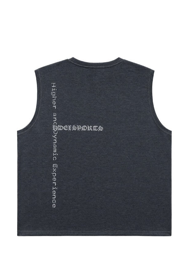 HDEX Baju Korea Olahraga Old Legacy Sorona Mesh Sleeveless Charcoal Pria Fitness
