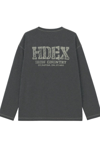 HDEX Baju Korea Olahraga Core Giant Fit Jersey Long Sleeve Charcoal Pria Fitness