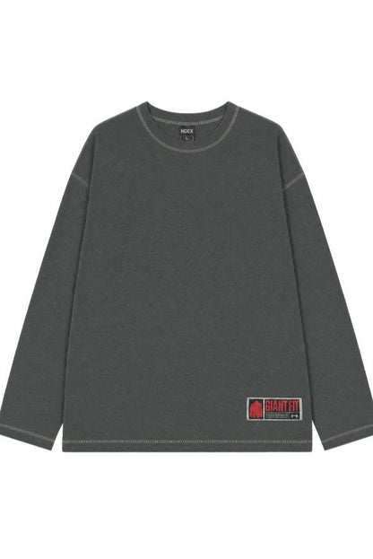HDEX Baju Korea Olahraga Core Giant Fit Jersey Long Sleeve Charcoal Pria Fitness