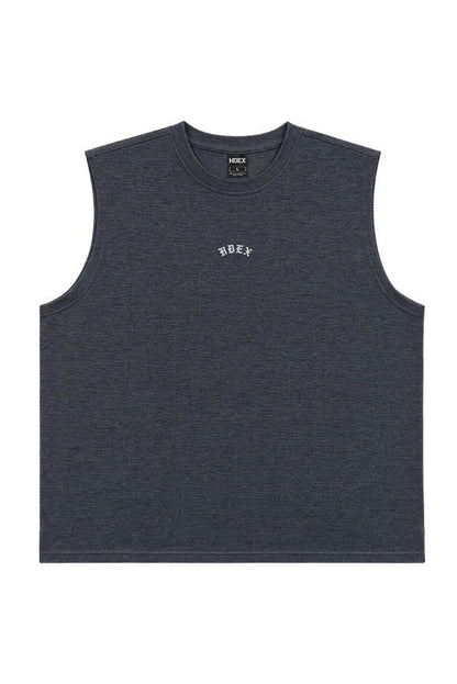 HDEX Baju Korea Olahraga Old Legacy Sorona Mesh Sleeveless Charcoal Pria Fitness