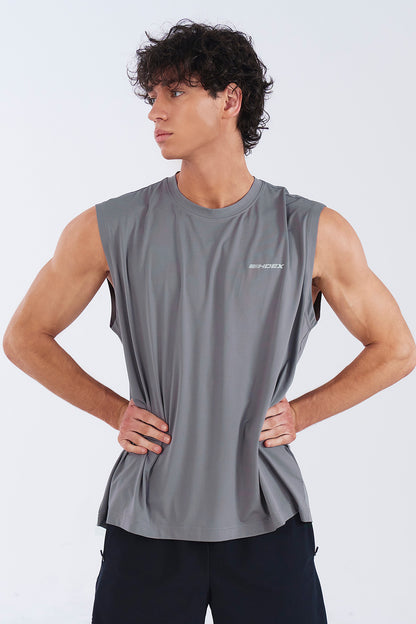 HDEX Baju Korea Olahraga Assist Lining Core Sleeveless Dark Gray Pria Fitness