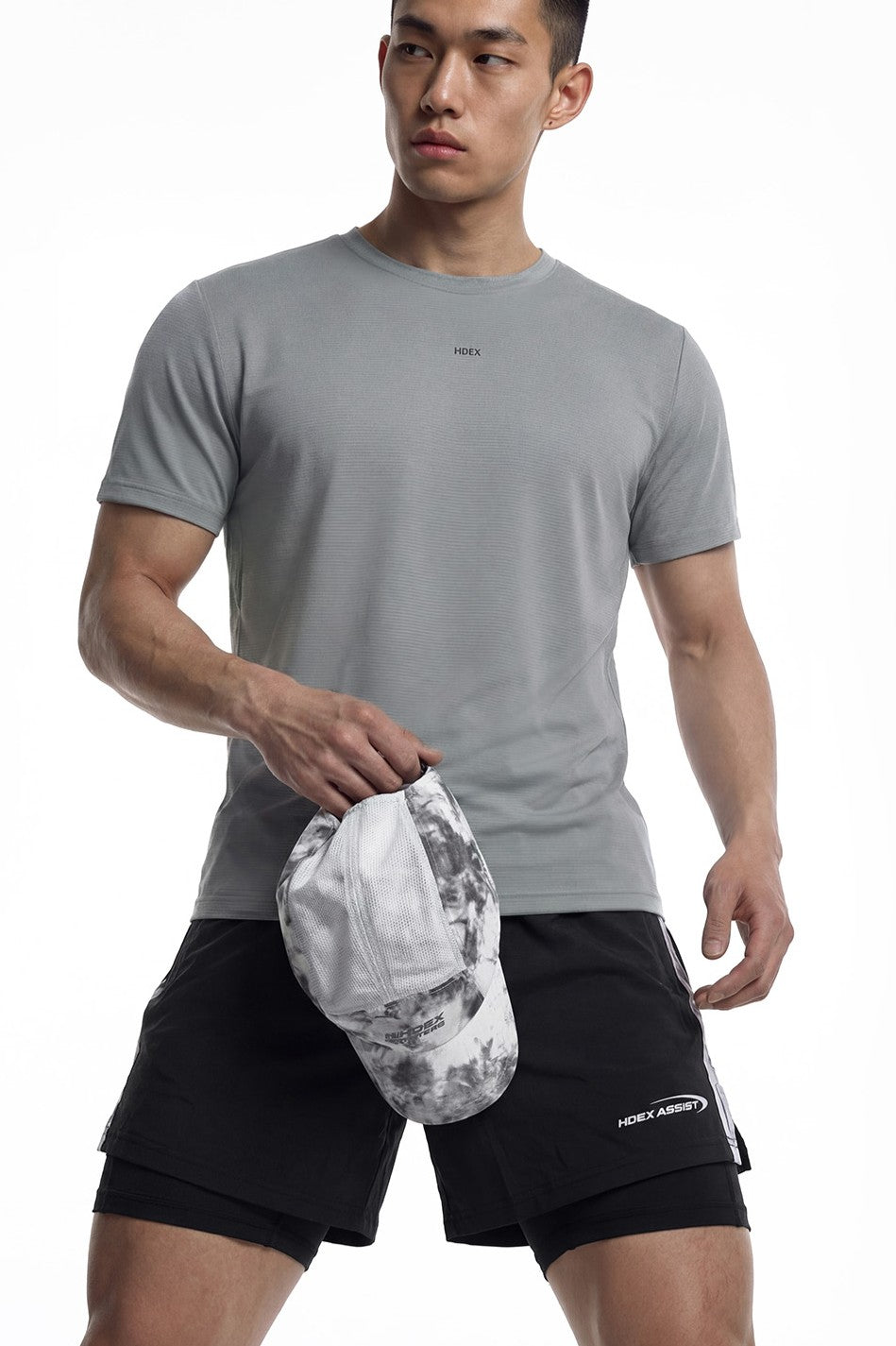 HDEX Topi Korea Olahraga Assist Reflective Light Running Cap Gray Pria Wanita Fitness