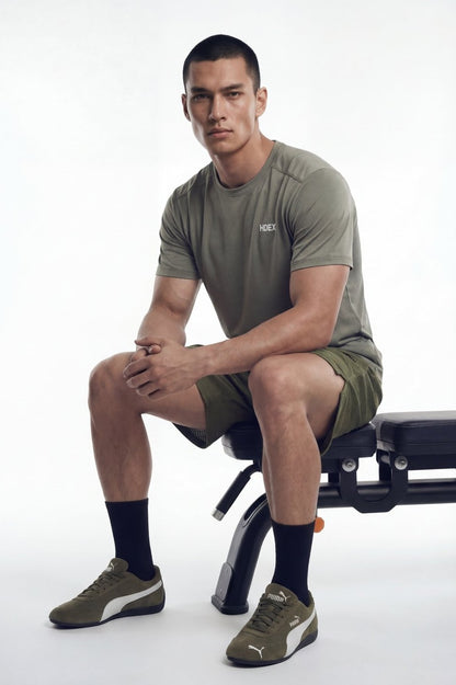 HDEX Baju Korea Olahraga EZ Fresh Short Sleeve Khaki Pria Fitness