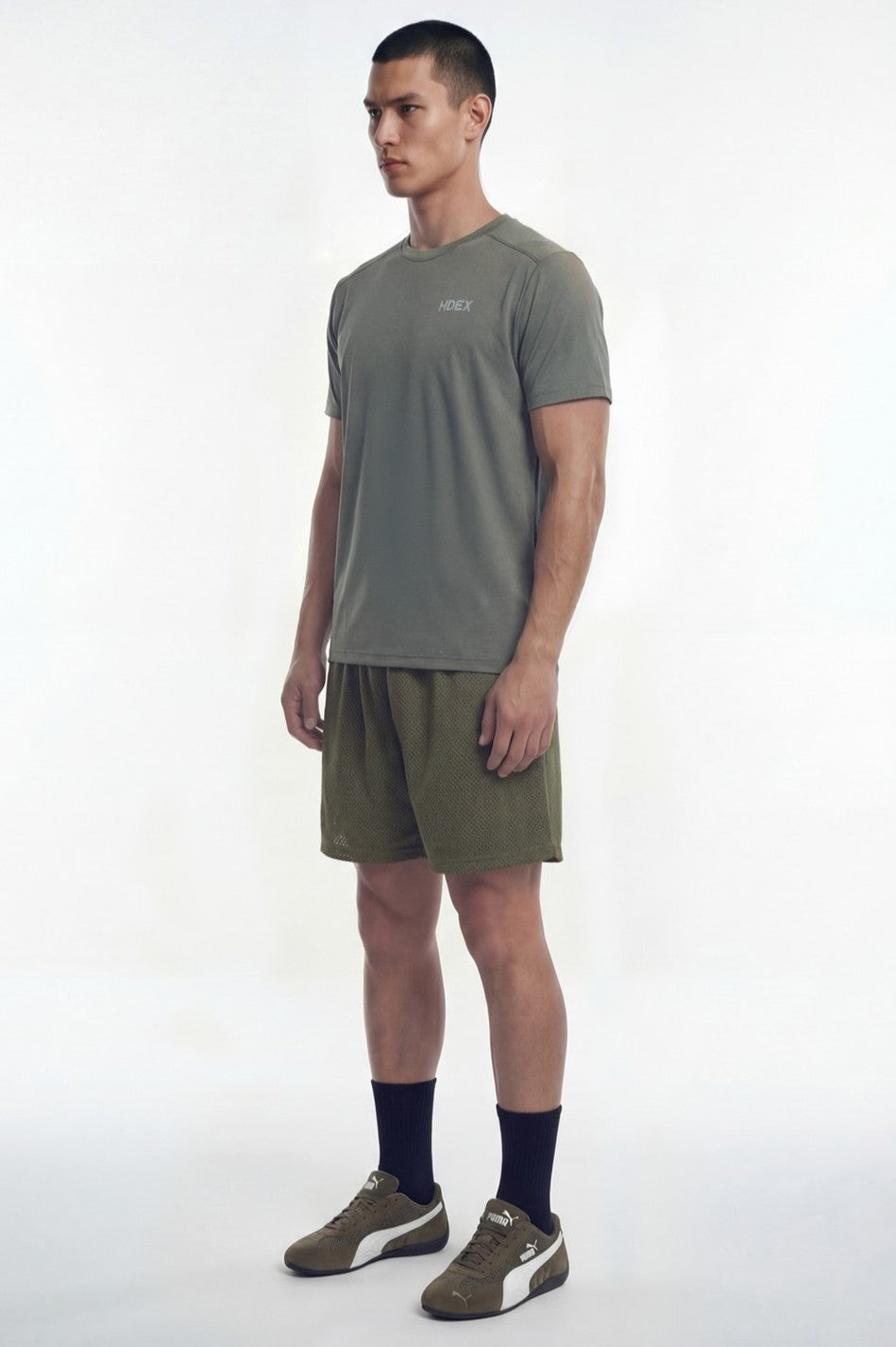 HDEX EZ Celana Korea Olahraga Dry Mesh Shorts Khaki Pria Fitness