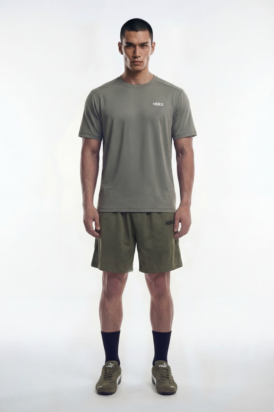 HDEX EZ Celana Korea Olahraga Dry Mesh Shorts Khaki Pria Fitness