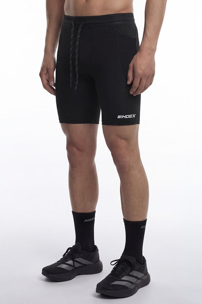 HDEX Celana Korea Olahraga Assist Mesh Pocket Biker Shorts Black Pria Fitness